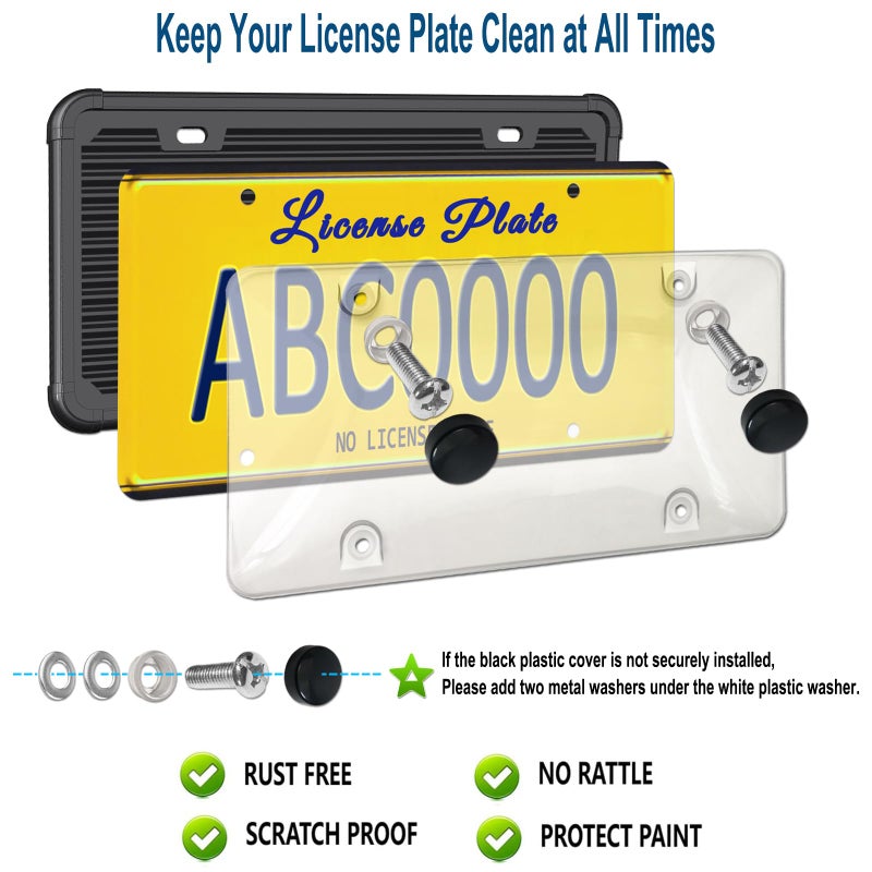 ZXFOOG Car License Plate Frame Cover- Clear Bubble Novelty Plate Cover with Silicone Car Tag Holder for US Plate, Unbreakable Protector for Front or Back Rear Plate Included Screws,Caps - Image 2